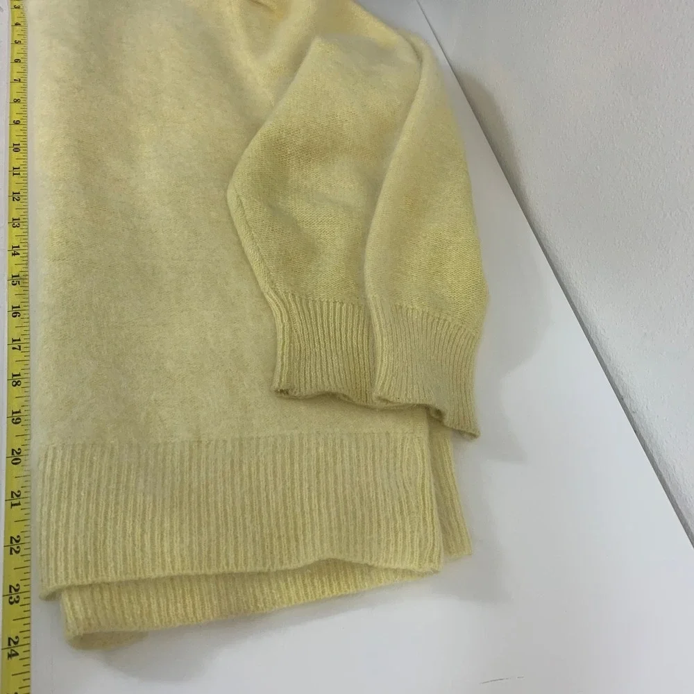 Vigor Vintage Angora Blend Cardigan Yellow Floral‎ Ribbon Rose Pearl Beaded XL